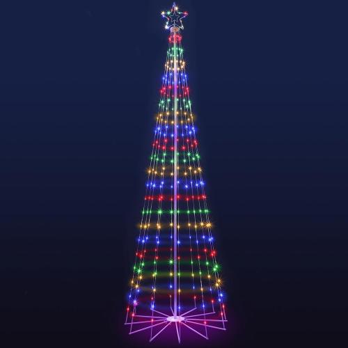 OUSHENG LED Outdoor Christmas Tree Light Show Decorations, Outside Lighted Cone Xmas Decor with Star Toppers for Yard Porch Backyard Patio, 4 Colors, 10ft