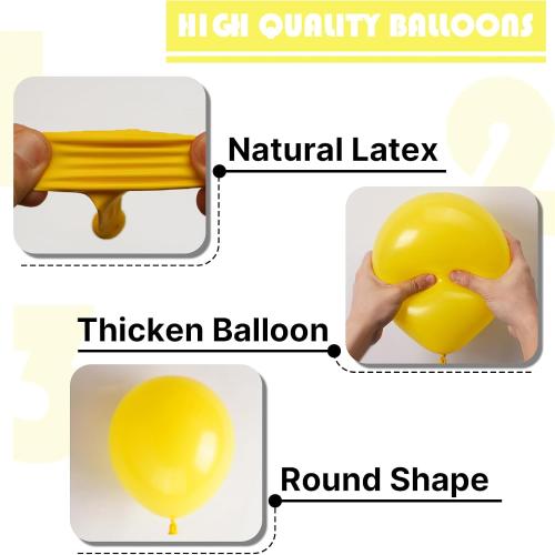 PartyWoo Yellow Balloons 140pcs Different Sizes of 18 12 10 5 Inch Matte Yellow Latex Balloon Arch Kit Garland for Easter Bee Baby Shower Sunflower Birthday Graduation Party Decorations Yellow-Y55