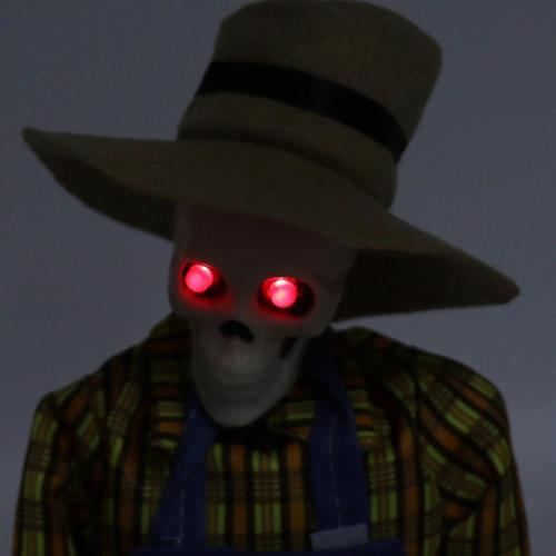 Halloween Cowboy Skull Statue, Luminous Eyeball Lightweight Simulation Details Halloween Cowboy Skeleton Figures for Study 2 pack