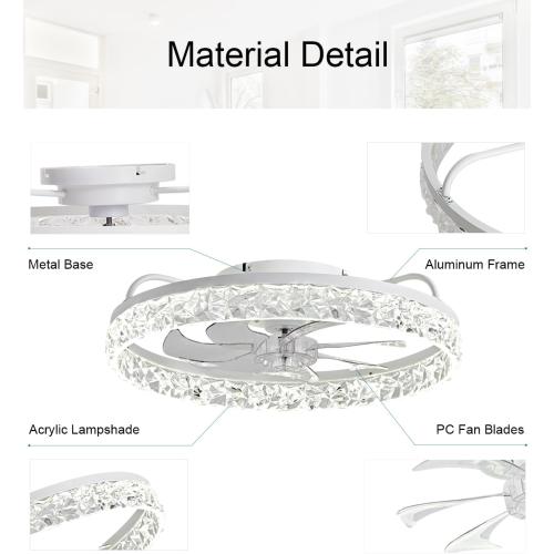 Ceiling Fans with Lights and Remote, 19.7 Low Profile Ceiling Fan with Light, 3000-6500K Dimmable，Stepless Color Temperature Change and 6 Speeds for Bedroom, Kids Room and Living Room (White)