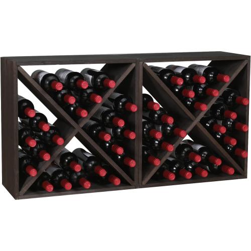 Wine Racks countertop Solid Wood Stackable Storage Rustic Retro Cube 48-Bottle Wooden Wine Rack Wine Cabinet(48BottleBlack)