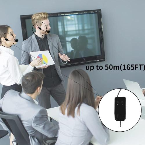Wireless Microphone System for 2 People, 2.4G Dual Wireless Headset Mics Ideal for Speakers, Voice Amplifier, PA System, Teacher, Tour Guides, Fitness Instructor