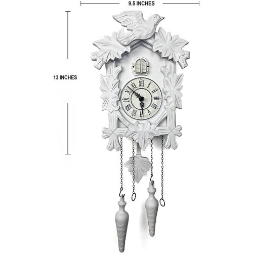 Rylai Cuckoo Clock Large Wooden Wall Clock Handcrafted 13x9.5 Inch (BROWN)