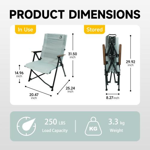 Folding Camping Chair, Portable Outdoor Lawn Chairs for Adults Heavy Duty for Beach, Fishing,Picnic,Concert Sports, Collapsible Camp Chairs