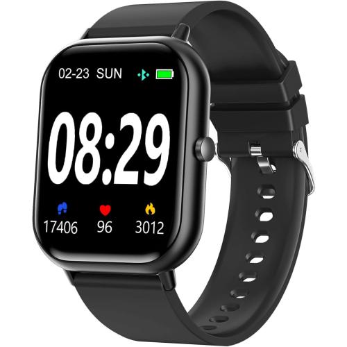 Black Smart Watch for Men Women SmartWatch 1.83 for iPhone Samsung Android Phone Compatible, Fitness Tracker Watch with Pedometer, Heart Rate/Sleep Monitor, Blood Oxygen, IP68 Waterproof