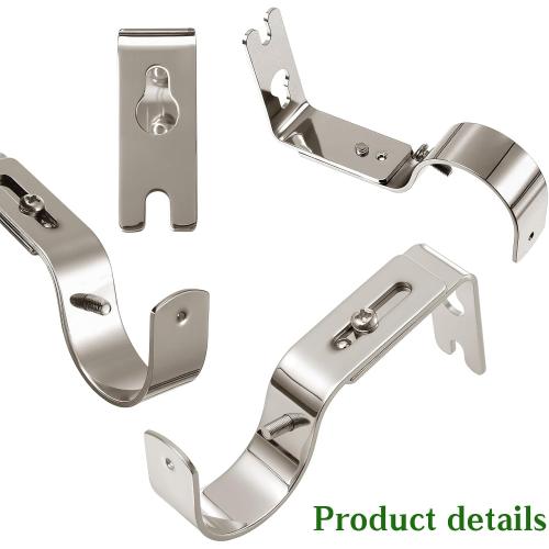 Frienda 10 Pcs Brushed Nickel Curtain Rod Support Brackets Adjustable Curtain Rod Hangers for 1 Inch Diameter General Hardware Holders Wall Bracket Hanger Hooks with Screws