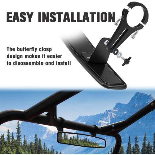 BLACK ISSYAUTO 15 Ultra Clear SXS UTV Center Mirror Compatible with Polaris RZR 800 900 1000 Turbo PRO XP, Pioneer 1000, Arctic Cat Wildcat, UTV Rear View Mirror with Convex Design Only Fit 1.75 Roll Bar