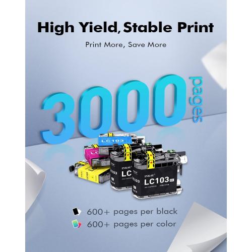 INK4U Compatible LC103 Ink Cartridges Replacement for Brother LC103XL LC101XL with MFC-J870DW MFC-J6920DW MFC-J6520DW MFC-J450DW MFC-J470DW Printer (4 Black,2 Cyan,2 Magenta,2 Yellow) 10 Combo Pack