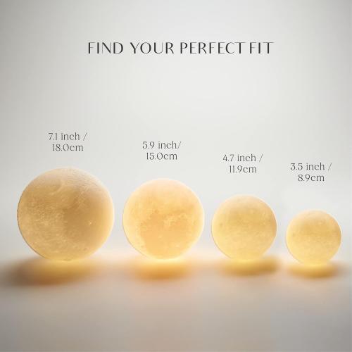 Mydethun 3D Moon Lamp with 5.9 Inch Wooden Base - Gift for Mom, LED Night Light, Mood Lighting with Touch Control Brightness for Home Décor, Bedroom, Women Kids Moonlight - White & Yellow