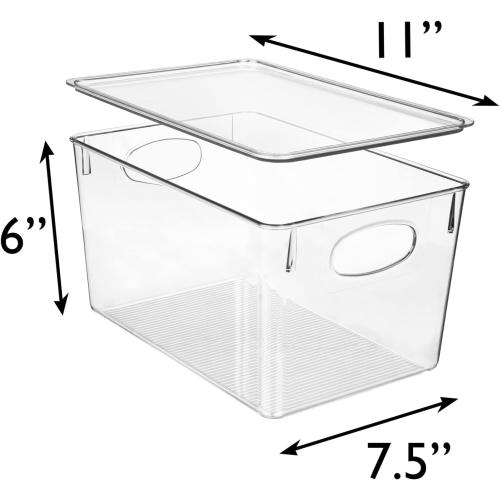 ClearSpace Plastic Storage Bins With lids, 4 Pack – Perfect Pantry Organization and Storage – Fridge Organizer, Pantry Storage Containers and Storage Bins, Cabinet Organizers