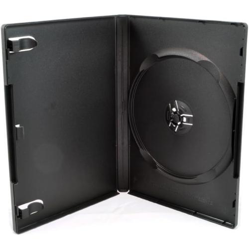 25 Pack Maxtek Standard 14mm Black Signle Disc DVD Cases with Outter Clear Sleeve