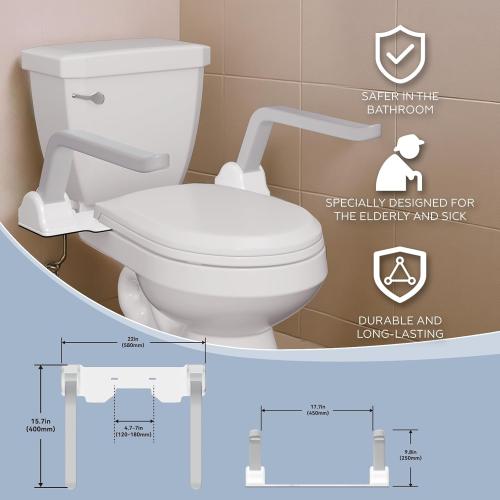 ZEAGUS Toilet Safety Rails for Seniors,500lb Heavy-Duty Toilet Safety Frame,Grab Bars,60° Adjustable & Space-Saving Toilet Assist Arms,Toilet Handles for Elderly,Disabled,and Mobility Impaired