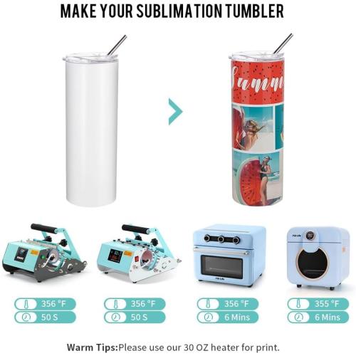 PYD Life 10 Pack Sublimation Tumblers Bulk Blank 20 OZ Skinny White Stainless Steel Tumbler Cups with Straw and Lid for Mug Tumbler Heat Press Sublimation Oven Printing