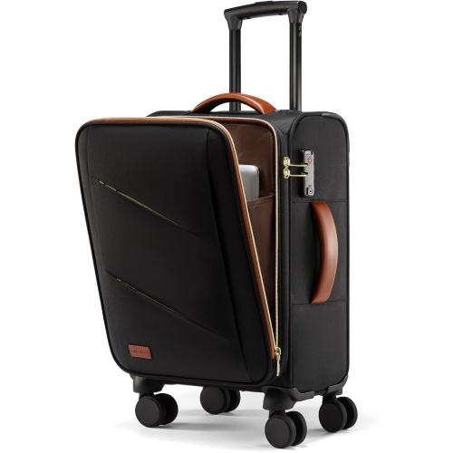 LOVEVOOK Carry On Luggage 22x14x9 Airline Approved, 20 Inch Softside Black Suitcases with Wheels, Lightweight Spinner Carry on Suitcase with TSA Lock, Water-Resistant Large Capacity Luggage for Men