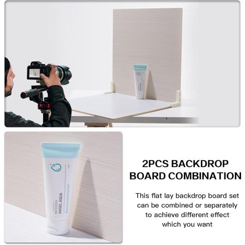 EOAJAFOU 5PCS Double Sided Flat Lay Photo Studio Backdrop Boards, 16x16 Inch Waterproof Tabletop Background Board, Reusable Backdrop Props for Food Makeup Jewelry Product Shooting