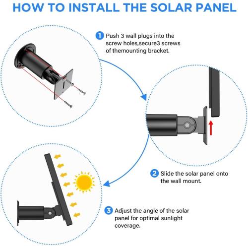 OLAIKE Solar Panel for Ring Stick Up Cam Battery/Plug-in, Waterproof Solar Charger Continuous Charging with 3.8M/12ft Waterproof Power Cable, Black