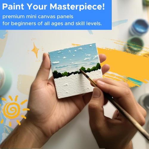 Mini Canvas for Painting 4x4 inch, 20 Pack Small Painting Canvases for Novices & Artists, Gesso Primed Acid-Free 100% Cotton, Blank Canvas Boards Panels for Oil, Watercolor, Acrylic, etc