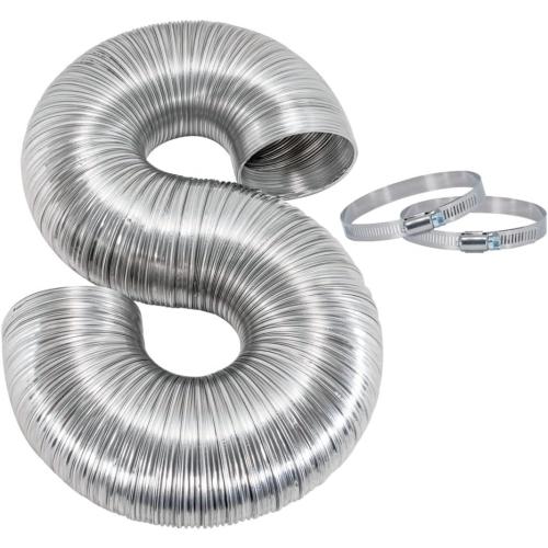 ArmorFlex Dryer Vent, Flexible Aluminum Duct with Clamps, Semi-Rigid