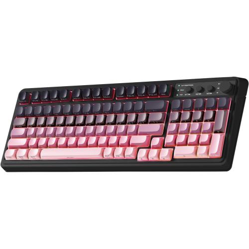 AULA 99 Key Keyboard, Wireless Gaming Keyboards Creamy Sounding Keyboard | Membrane Keyboard,Side Printed Keycaps,RGB Backlit,Tri-Mode BT/2.4GHz/USB-C,2000mAh Rechargeable Thocky Computer Keyboards