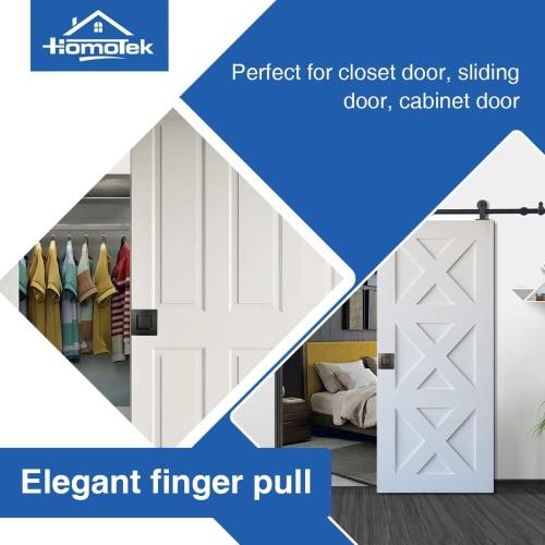 HOMOTEK 2 Pack 2-3/4 Inch Square Recessed Sliding Pocket Door Finger Pulls, 2-3/8 Inch Diameter Stainless Steel Flush Handles for Bypass Barn Door Drawer Pulls (Black)