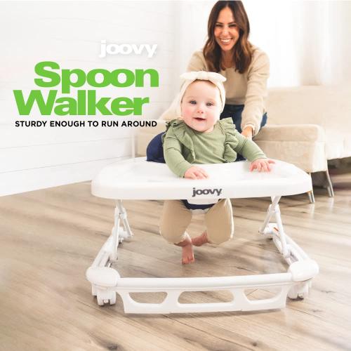 Joovy Spoon Baby Walker & Activity Center Featuring Three Adjustable Heights, Extra-Large Tray, and 30 lb Weight Capacity - JPMA Safety Certified,