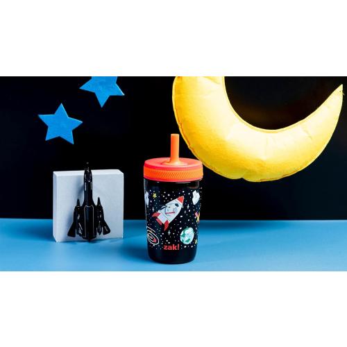 Multicolor 12oz Zak Designs Kelso Toddler Cups For Travel or At Home, 12oz Vacuum Insulated Stainless Steel Sippy Cup With Leak-Proof Design is Perfect For Kids (Spaceships)
