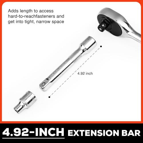 Egofine 20pcs 1/2 Inch Ratchet Socket Wrench Set, Drive Socket Set with 18 Sockets, 8-22mm,24mm,27mm,30mm sockets and 2 Way Quick Released Ratchet Handle and Extension Bar