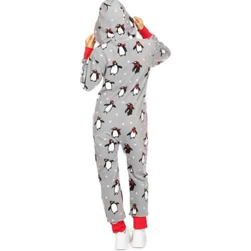 Size L....Azuki Christmas Onesie Matching Pajamas For Couples Long Sleeve Sleepwear With Hood Cozy Lounge Wear For Women/Men