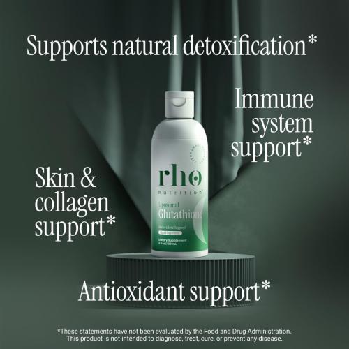 Rho Nutrition Liposomal Glutathione - Ultra High Absorption Liquid Glutathione Supplement - Supports Natural Detoxification, Immune System, Skin Health, Mental Clarity & Overall Well-Being