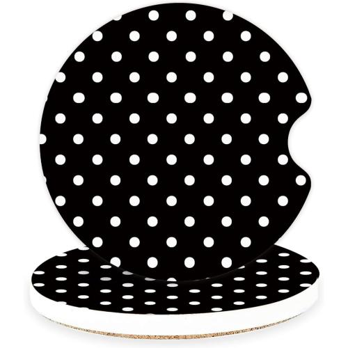 Ceramic Car Coasters – Absorbent Car Cup Holder Coaster Set for Women, Cute Aesthetic Car Accessories for Girls, 2 Pack (Jet Black)