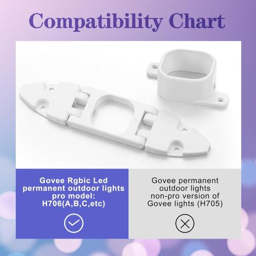 Nuanchu 99 Pcs Light Clips Set Compatible with Govee Pro H706 H806, 90 Mounting Clips & 9 Gable Light Bracket with 240 Screws Compatible with Govee Pro Outdoor Lights 100ft (White)