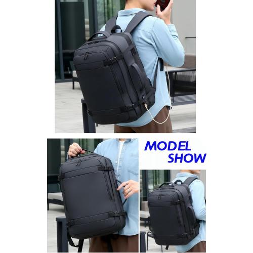 Extra Large 50L expandable travel laptop backpack Men Women,Airline Approved travel backpack,Business commuting backpack, water-resistant (Black)