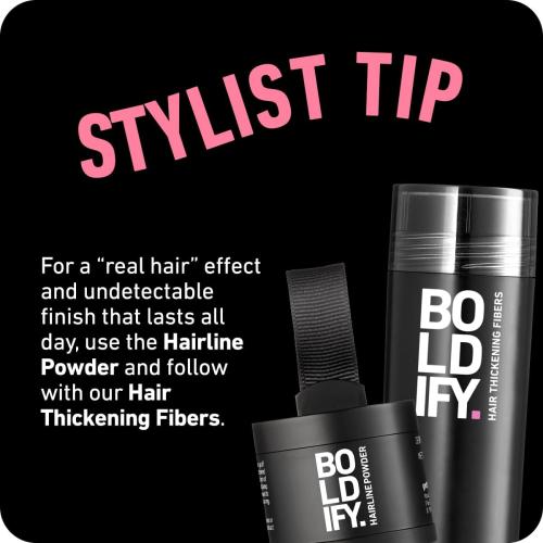BOLDIFY Hairline Powder - Water-Resistant Root Touch Up Hair Color for Gray Coverage - 24-Hour Stain-Proof, Mess-Free Hair Powder for Thinning Hair - Dark Gray