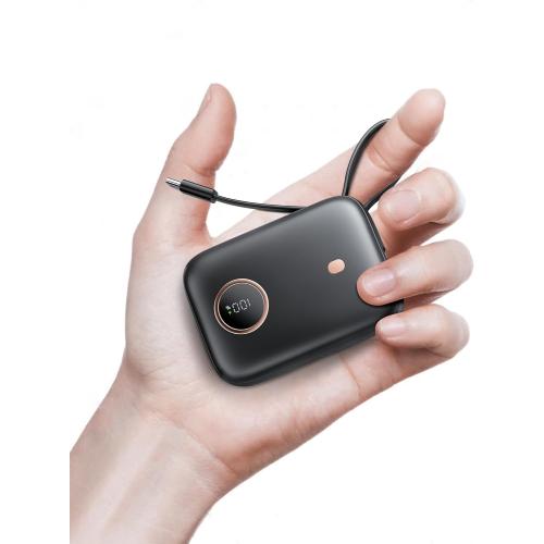 Power Bank, Small 22.5W 10000mAh Portable Charger with Built-in USB-C Cable, Charging Mini Battery Pack Travel Essentials