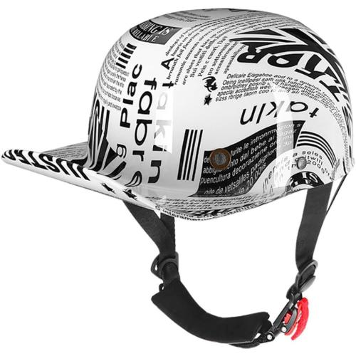 Half Shell Retro Baseball Cap Style Motorcycle Helmet Graffiti Style Skull Cap ABS Material Open-Face Helmet for Men Women DOT Certified, Scooter ATV Cruiser Skateboard Fashion Helmet