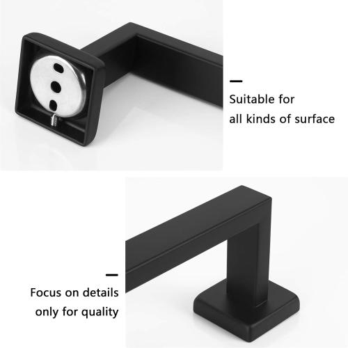 NearMoon Towel Bar, Bath Accessories Premium Thicken Stainless Steel Square Shower Towel Rack for Bathroom, Towel Holder Wall Mounted(1 Pack, Matte Black, 24 Inch)