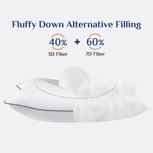JOLLYVOGUE Standard Pillows Set of 2, Cooling and Supportive Pillows Full Size Set of 2 for Side and Back Sleepers, Down Alternative Hotel Collection Sleeping Pillow