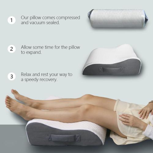White & Grey Leg Elevating Pillow Leg Elevation Pillow for Legs/Knee/Ankle Post Surgery Memory Foam Cooling Fabric Eases Legs/Feet/Calves Pressure Speeds Post Surgery Recovery