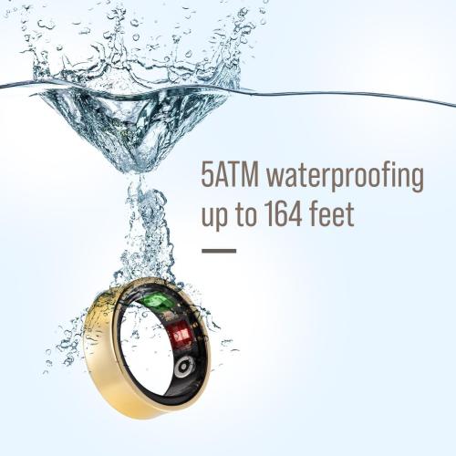 Herz P1 Smart Ring for Women & Men - (Size 6) 24/7 Health Metrics Fitness Ring, Tracks 20  Biometrics, 6 Day Battery Life, Waterproof Stainless Steel, Free APP for iOS Android, No Subscription