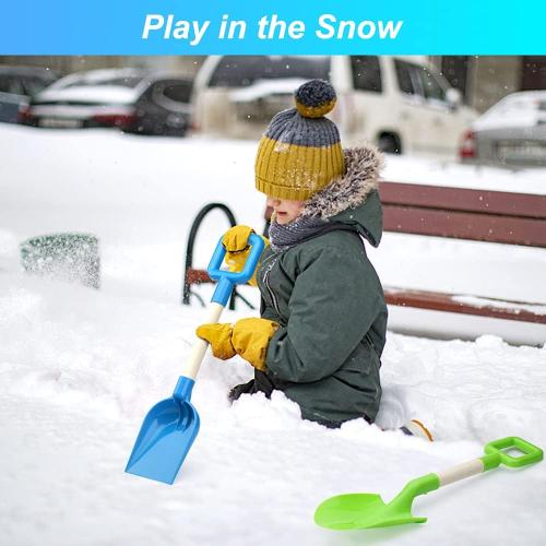 Size 16 3PCS Dilabnba Kids Beach Snow Shovels, 16Inch/40CM Sand Shovels for Garden,Beach Spade Scoop Rake for Kids Toddlers, Long Handle Plastic Wooden Shovel for Digging Snowing 3 PCS