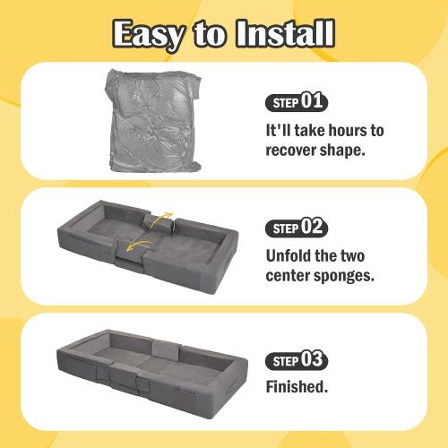 ENITYA Toddler Travel Bed – Portable Foldable Soft Foam Floor Bed for Kids 1–4yr, No Assembly, Washable Cover, Built-in Safety Rails, Compact for Travel & Home Use, Grey