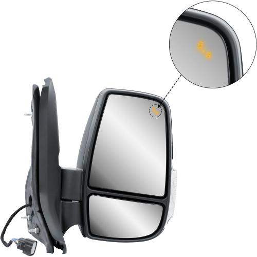 Replacement Passenger Right Side Mirror Power Mirror and Heated with BLIS (Blind Spot Sensor) and Indicator Manual Folding Fit Ford Transit 150 250 350 from 2015 to Onward