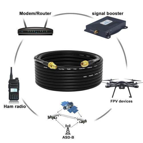 SMA Extension Cable 32.8ft 10m SMA Male to SMA Female RG58 Coaxial Cable 50 Ohm Low Loss, Two-Way Radio Pure Copper Cable for BaoFeng HT Kenwood Yaesu HF Radio Extending Device