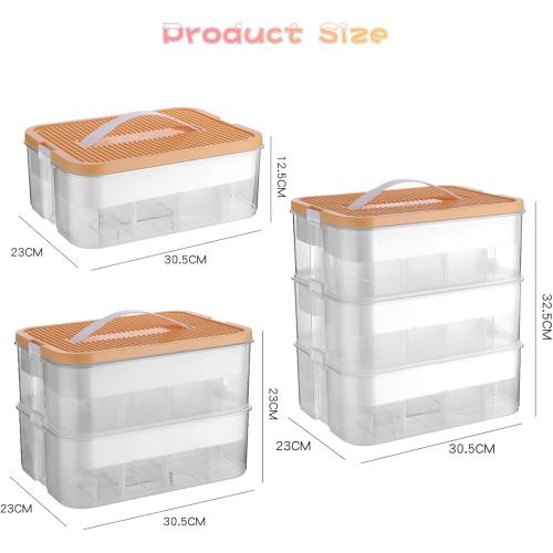 Toys Organizer Storage Case for Lego Box Kids Toy Stackable Building Blocks with Lids Bins Adjustable Lego Storage Containers Plastic Toy Box 3 Layer (Lemon)