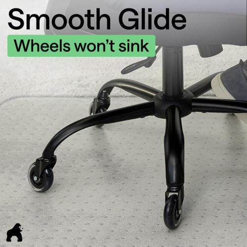 GORILLA GRIP Slip Resistant Clear Office Chair Mat for Carpet Floors, Smooth Rolling Glide Under Desk, Heavy Duty Plastic Computer Mats and Carpeted Floor Protector, Work and Gaming Chairs, 29x47 Lip