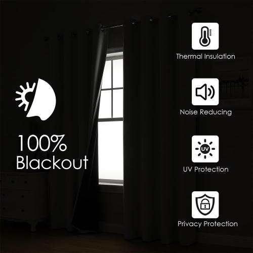ChrisDowa 100% Blackout Curtains 72 inch Long for Bedroom with Black Liner, 2 Thick Layers Total Blackout Thermal Insulated Grommet Window Curtains 2 Panels Set (Beige, 42 x 72 Inch)