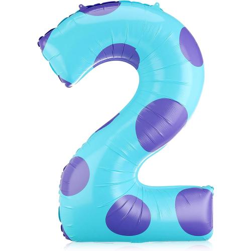 Monster Number 2 Balloons 40 Inch Monster Theme Birthday Party Decorations Large Foil Balloons for Girls Boys Birthday Baby Shower Party Backdrop Celebration Supplies