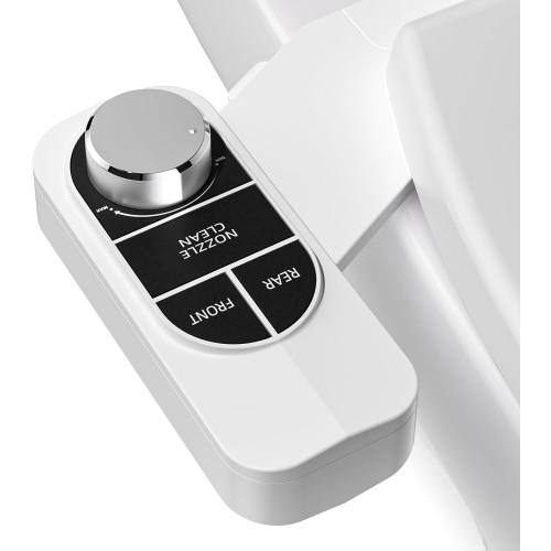 SAMODRA Non-Electric Bidet - Self Cleaning Dual Nozzle (Frontal and Rear Wash) Fresh Water Bidet Toilet Seat Attachment with Independent Adjustable Water Pressure (Classic Black/Silver)