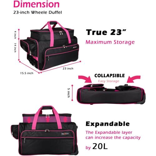 Dance Bag with Garment Rack,23inch Dance Competition Garment Bags with Clothes Rack,Suitcase,Rolling Duffle for Travel, Wheeled Drop-Bottom Upright Luggage Closet Suitcase(Expand-Purple