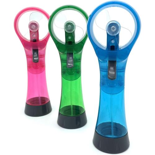 Water Misting Fans Portable Personal Handheld Spray Fan Cooling Outdoor Cooler, Pack of 3 (Blue/Green/Pink)